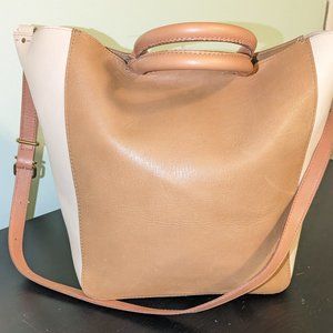 Madewell Abroad Colorblock Tote in Caramel/Beige